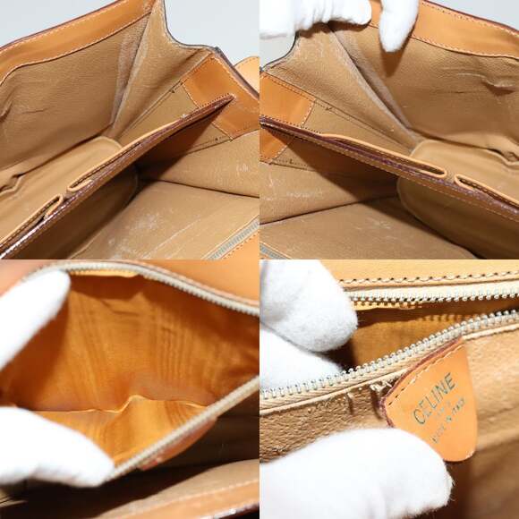 CELINE Macadam Canvas Shoulder Bag Pvc Leather Brown Gold - Picture 12 of 13